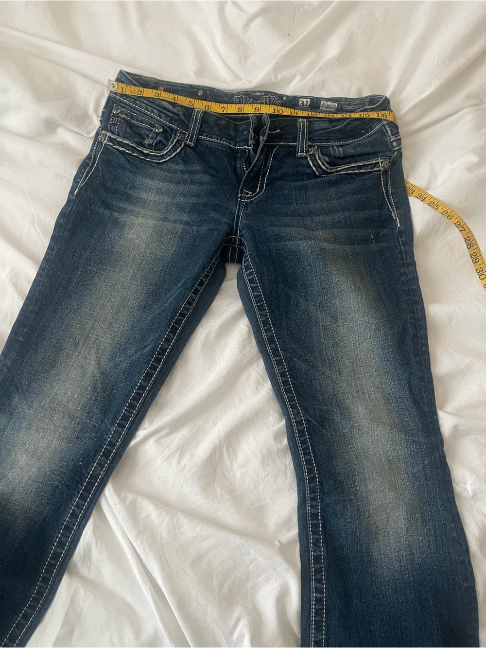 Miss Me Dark Blue Faded Stretch Jeans
